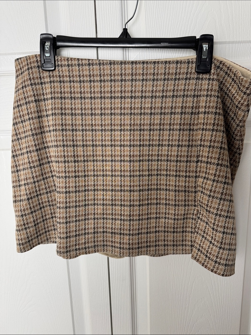American Eagle Outfitters Beige and Black Plaid Mini Skirt